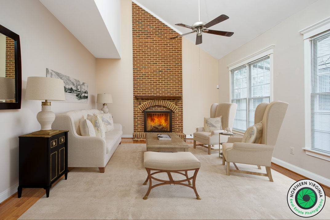 Family Room virtually staged by Northern Virginia Real Estate Photography.
